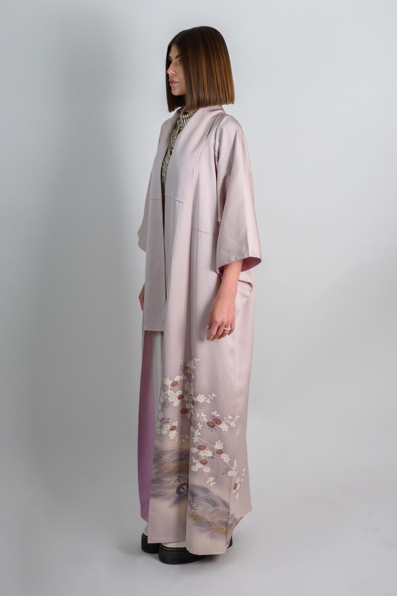 Handmade Silk Kimono Robe: Mystic Blossom Japanese Fashion