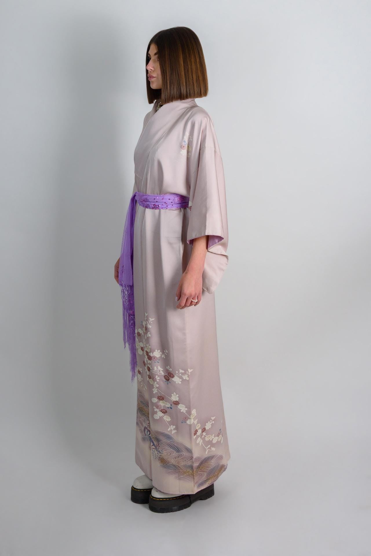 Handmade Silk Kimono Robe: Mystic Blossom Japanese Fashion