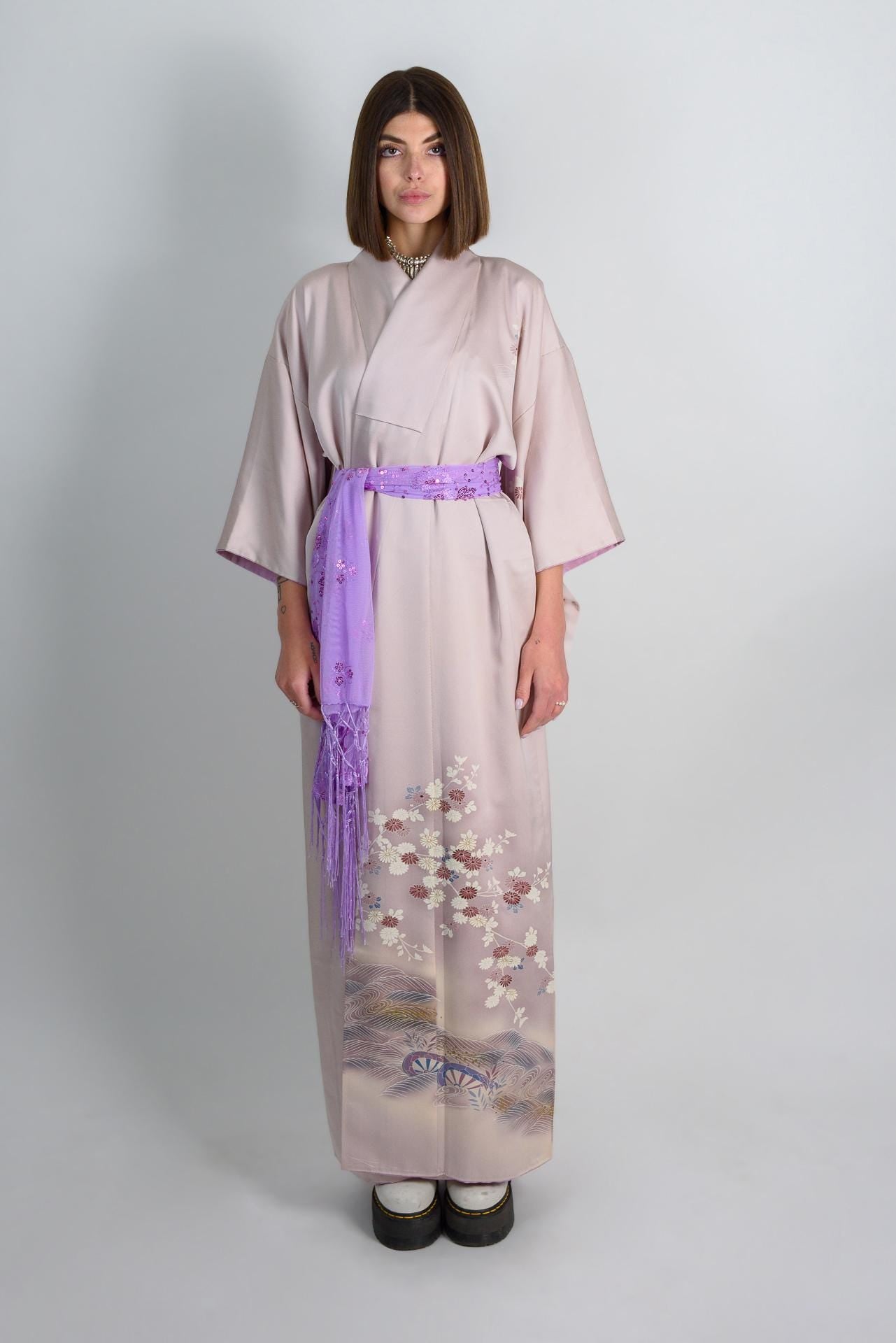 Handmade Silk Kimono Robe: Mystic Blossom Japanese Fashion