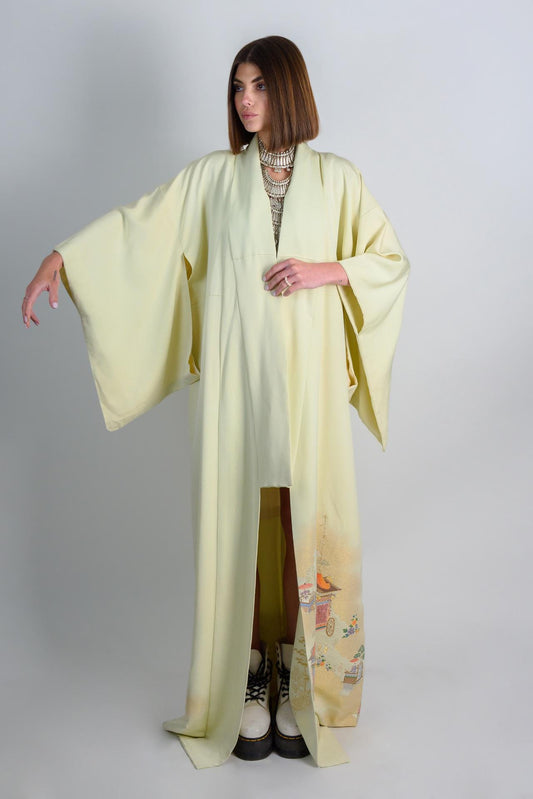 Handmade Silk Kimono Robe: Japanese Festival Carriage Design