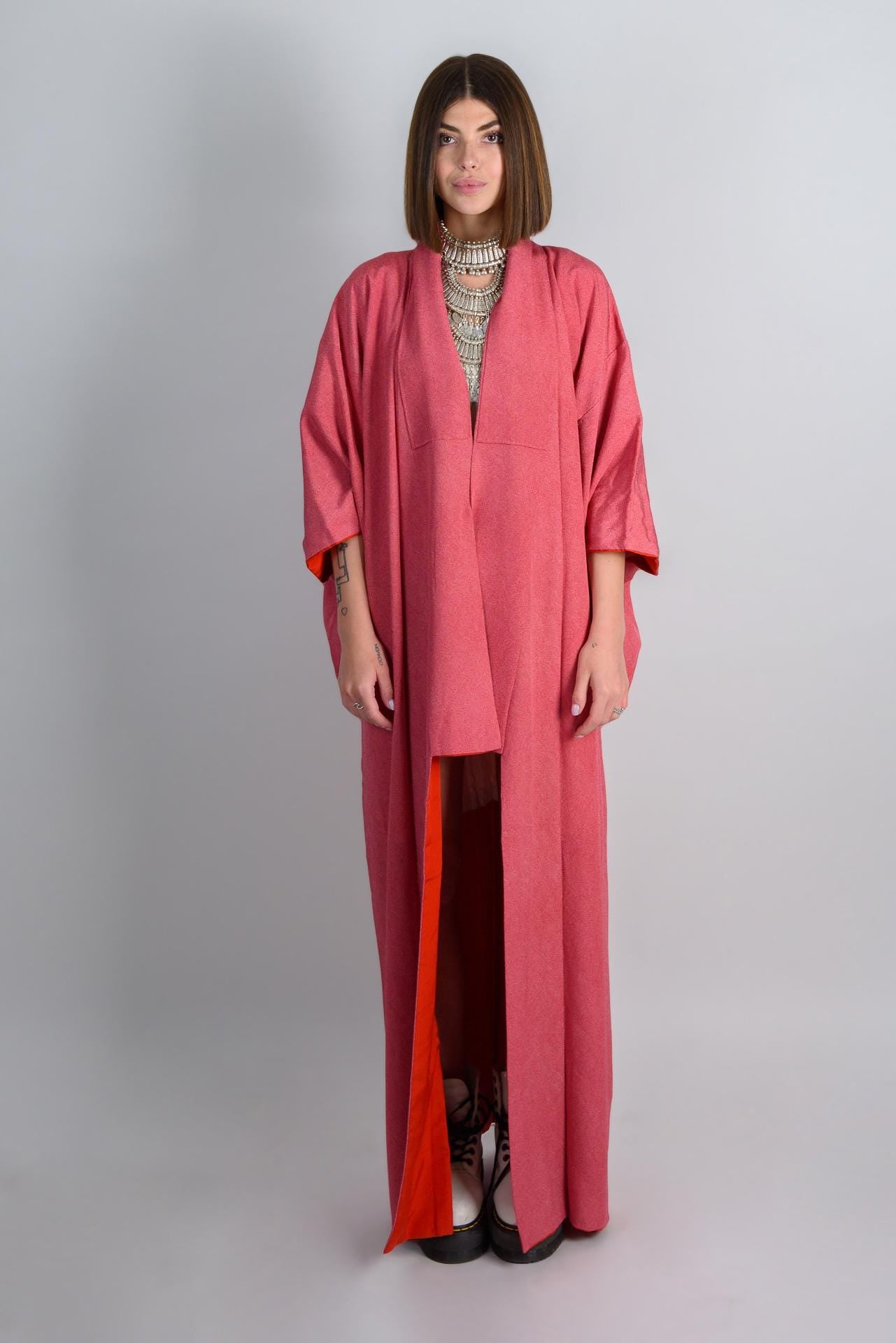 Sunset Silk Kimono Robe | Japanese Boho Festival Fashion