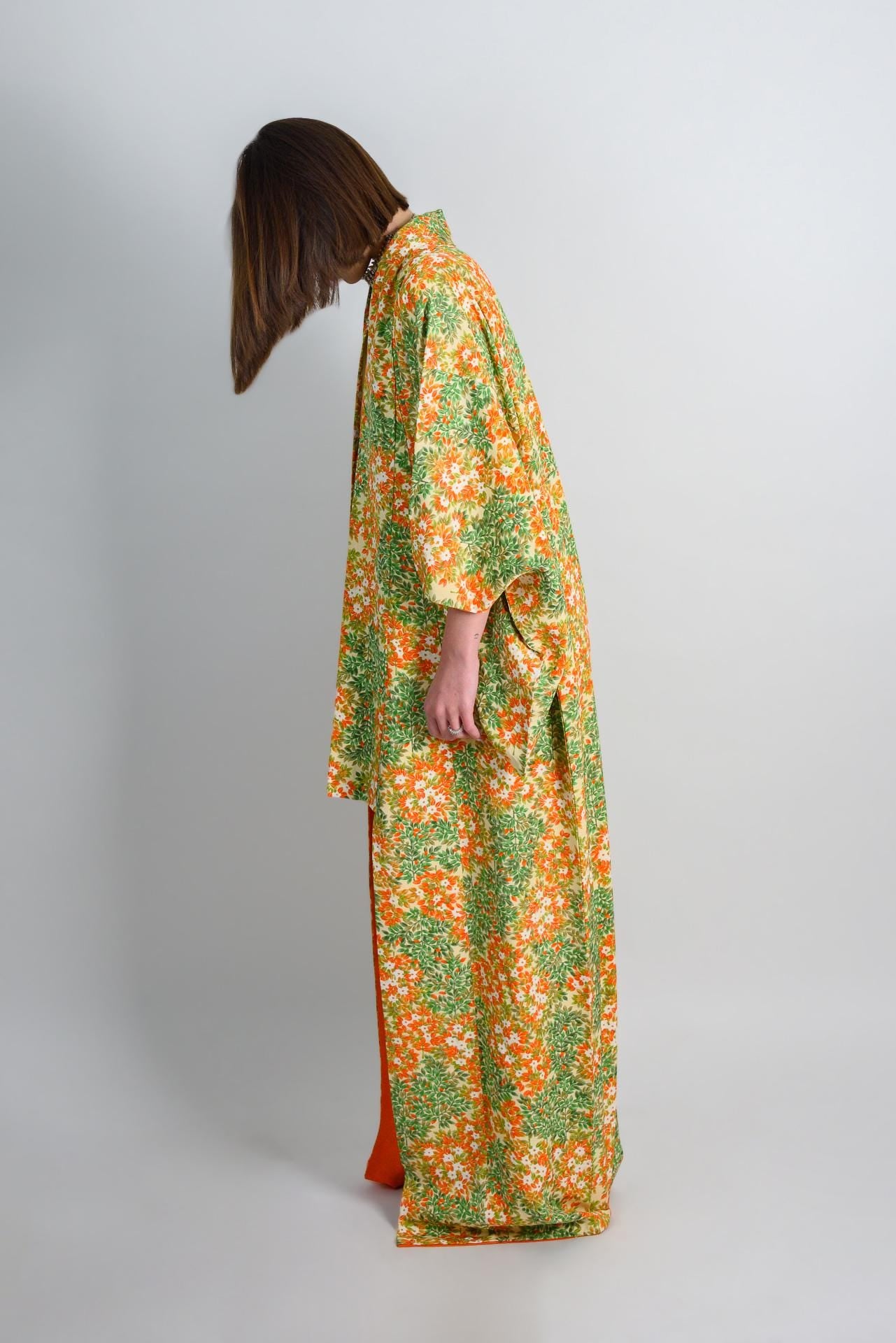 Handmade Japanese Silk Kimono Robe | Floral Boho Festival Outfit