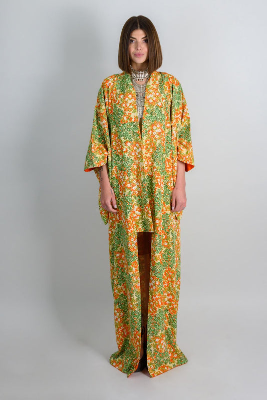 Handmade Japanese Silk Kimono Robe | Floral Boho Festival Outfit
