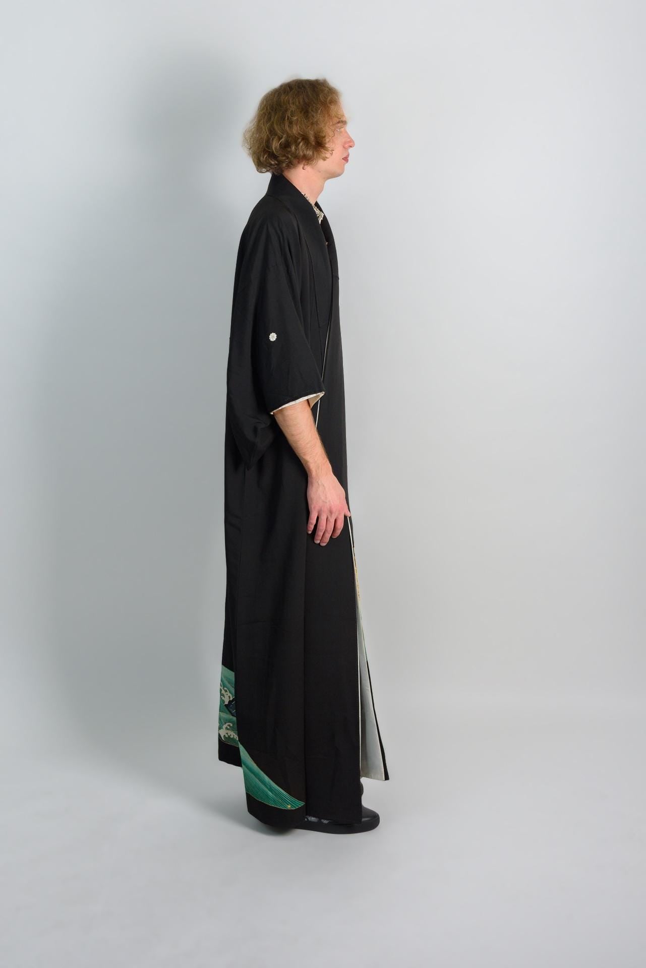 Handmade Japanese Kimono Robe: Celestial Bridge, Painted Landscape