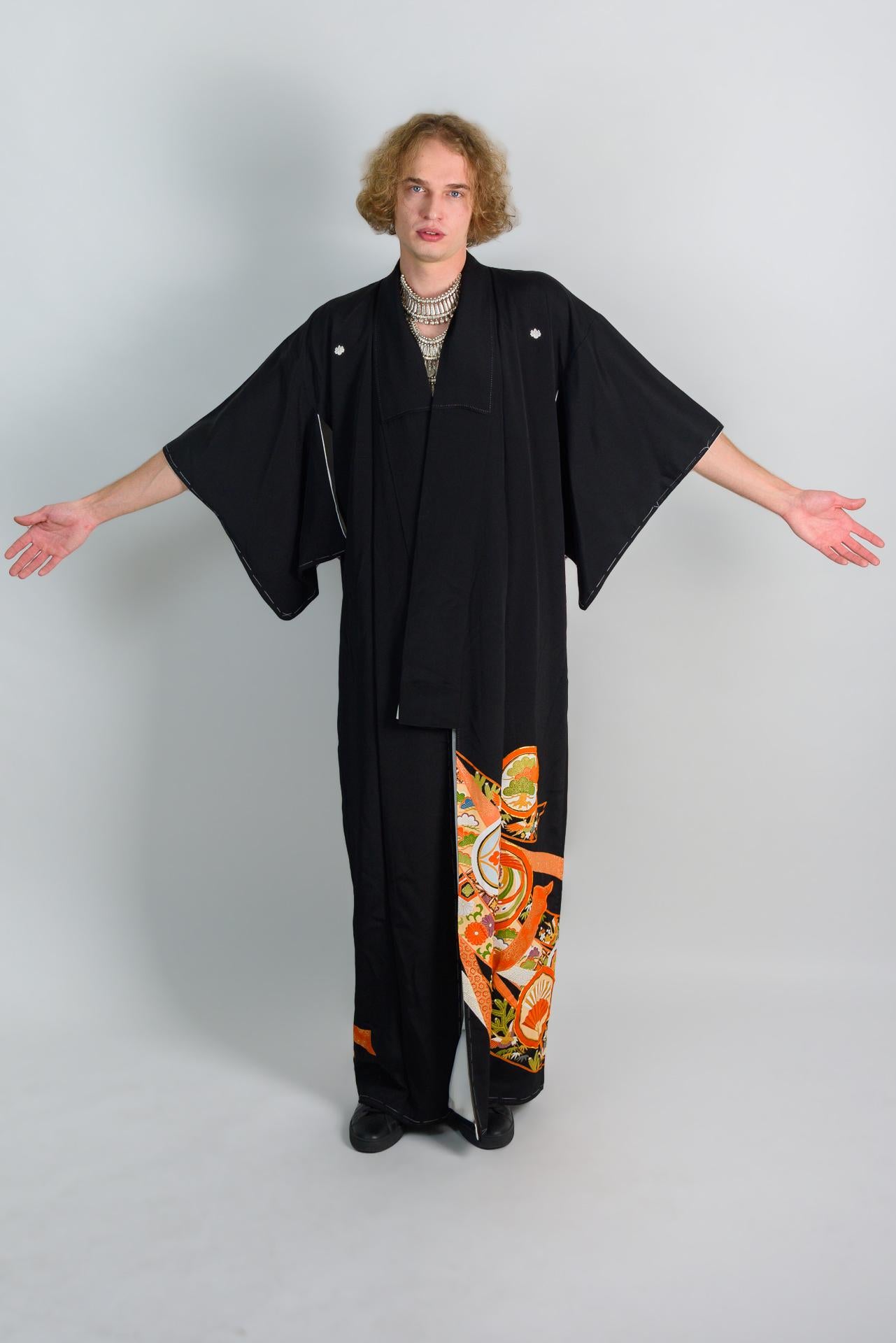 Handmade Japanese Kimono: Oracle Fire Mystic Boho Robe