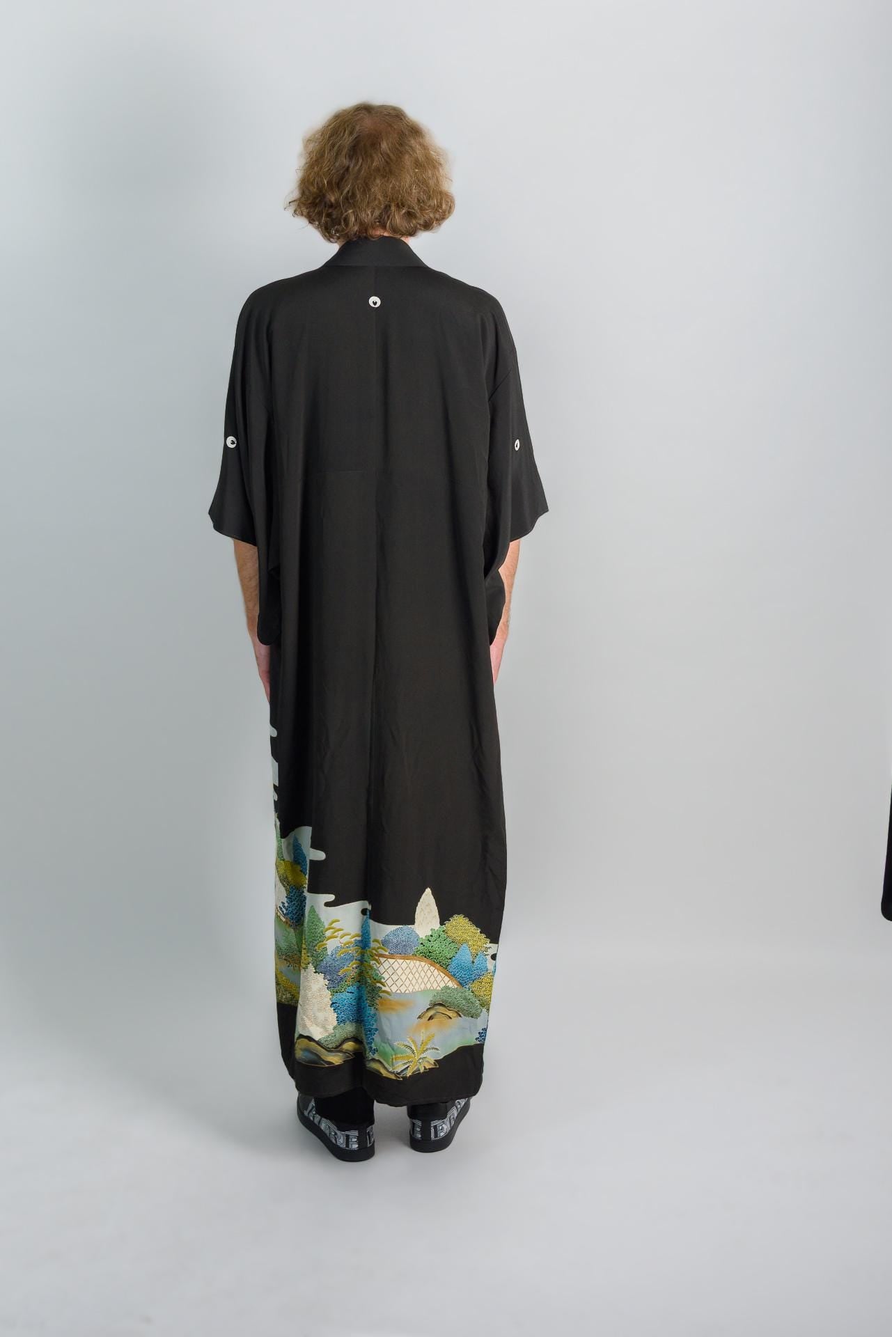 Handmade Mens Kimono | Japanese Mountainscape Robe