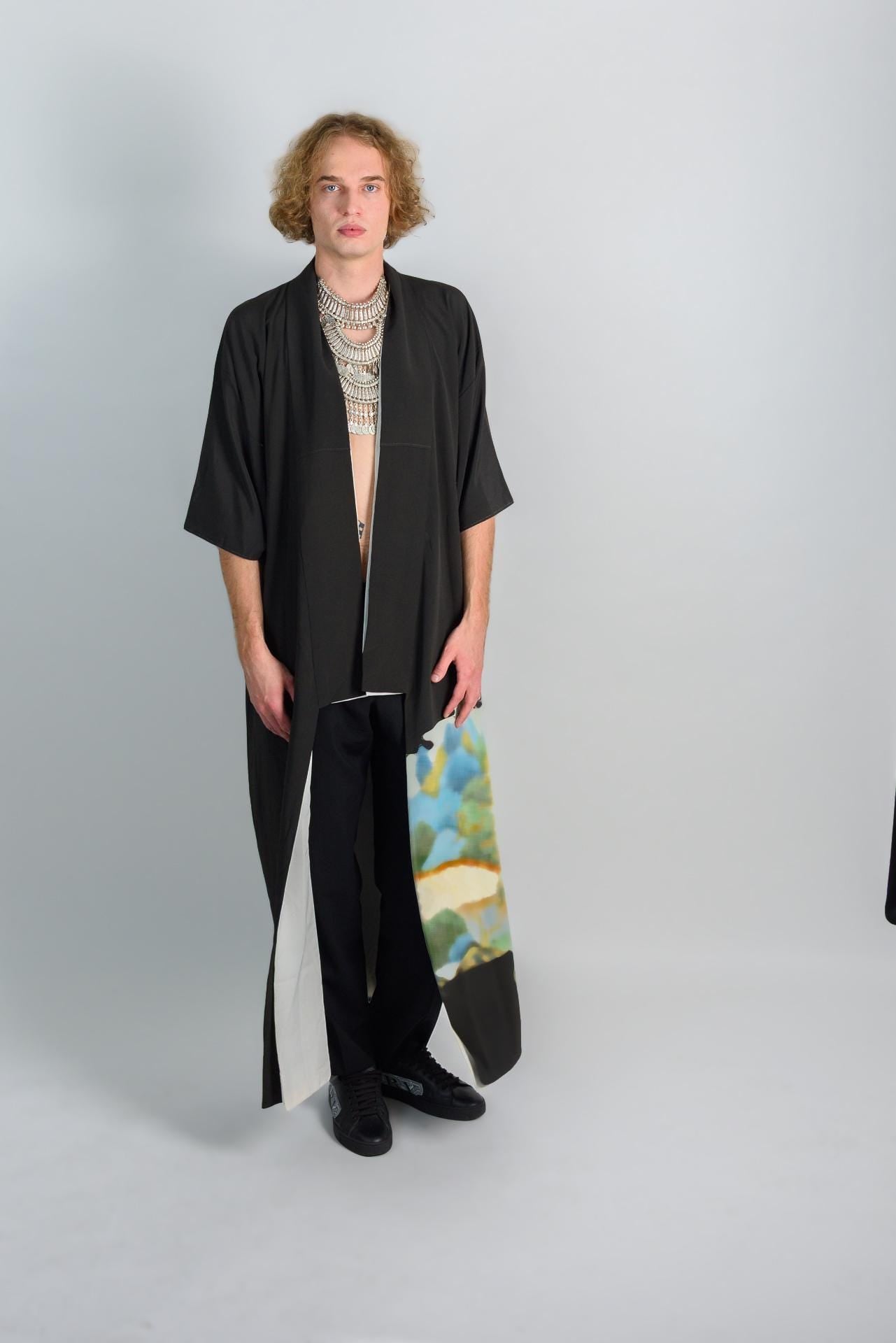 Handmade Mens Kimono | Japanese Mountainscape Robe