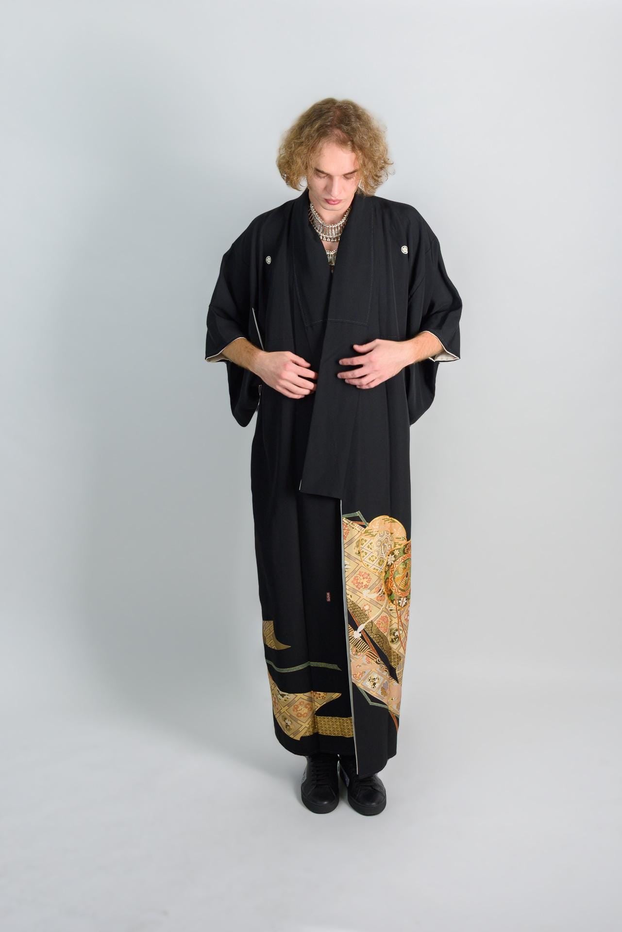 Mens Black Kimono Robe | Golden Oracle, Japanese Festival Wear