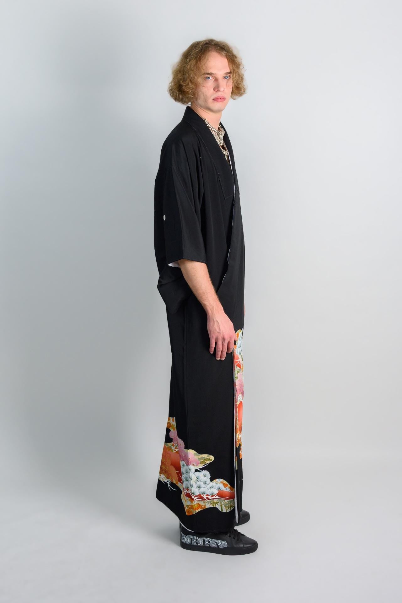 Handmade Japanese Kimono: Dragon Bloom Phoenix Robe