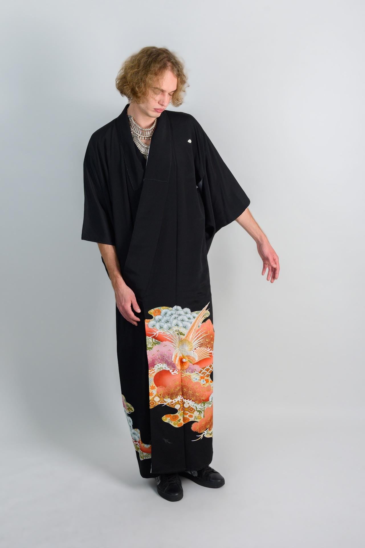 Handmade Japanese Kimono: Dragon Bloom Phoenix Robe