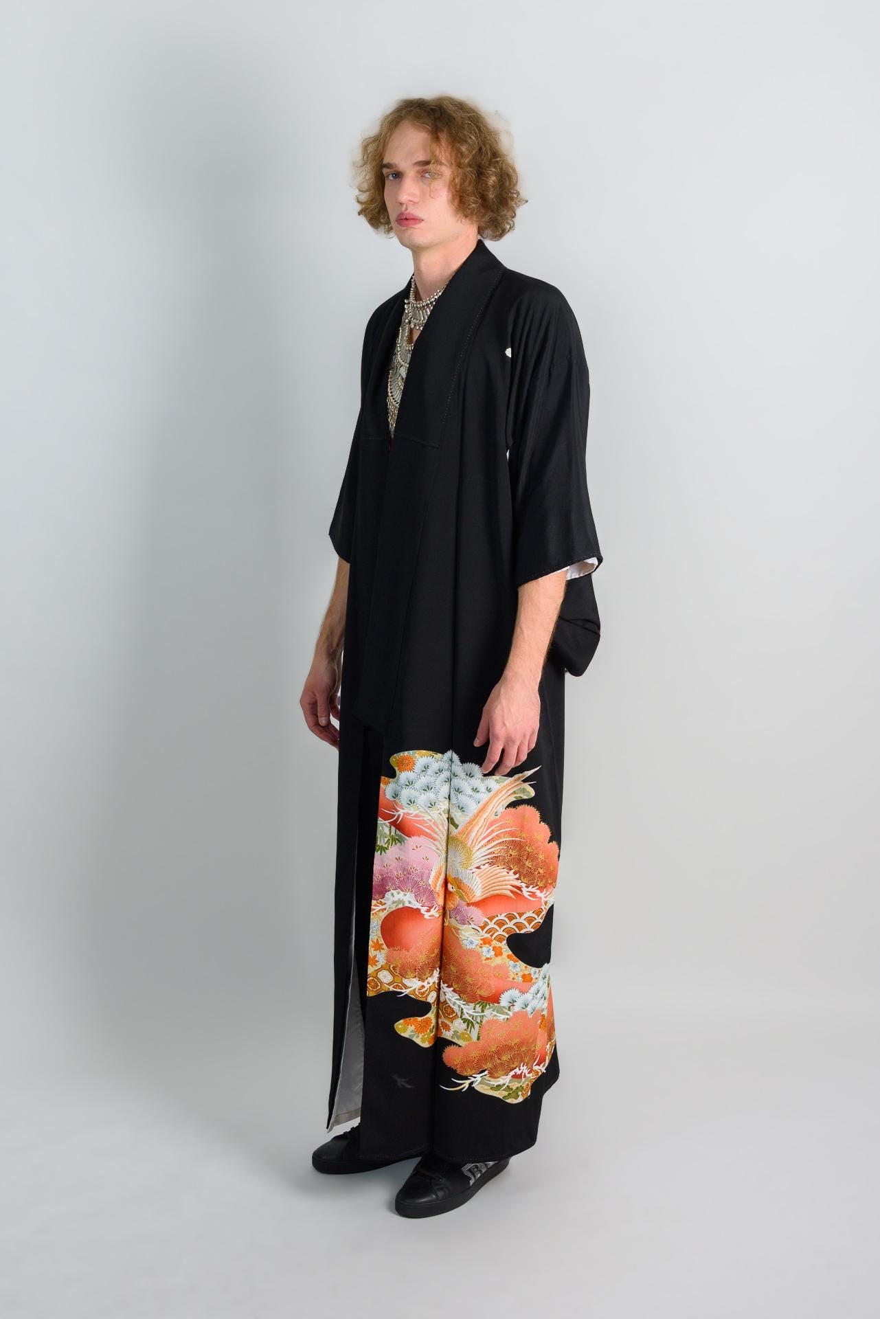 Handmade Japanese Kimono: Dragon Bloom Phoenix Robe