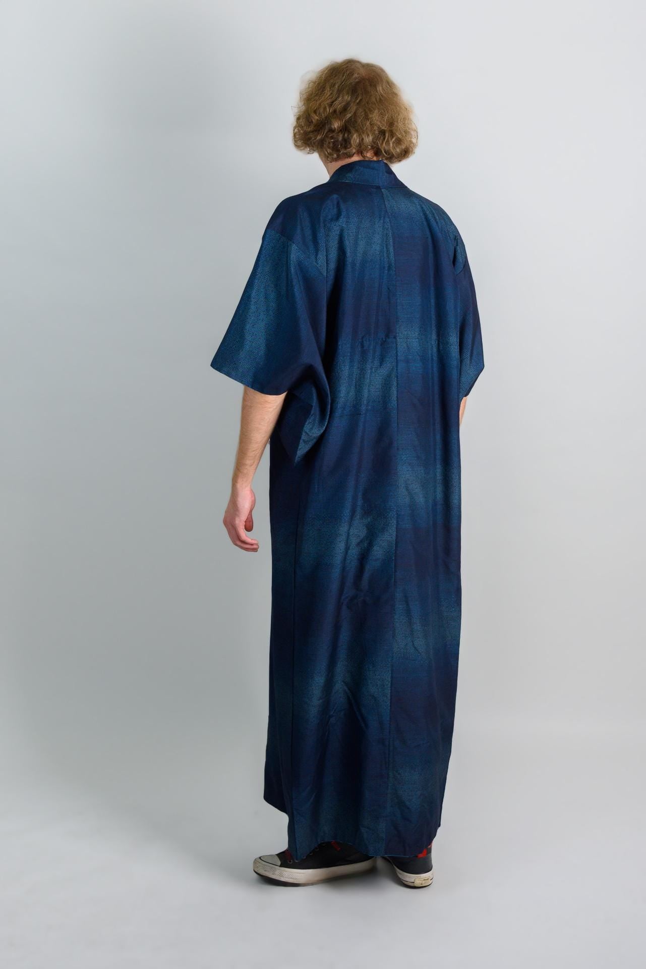 Handmade Indigo Mens Kimono Robe | Japanese Boho Festival Outfit