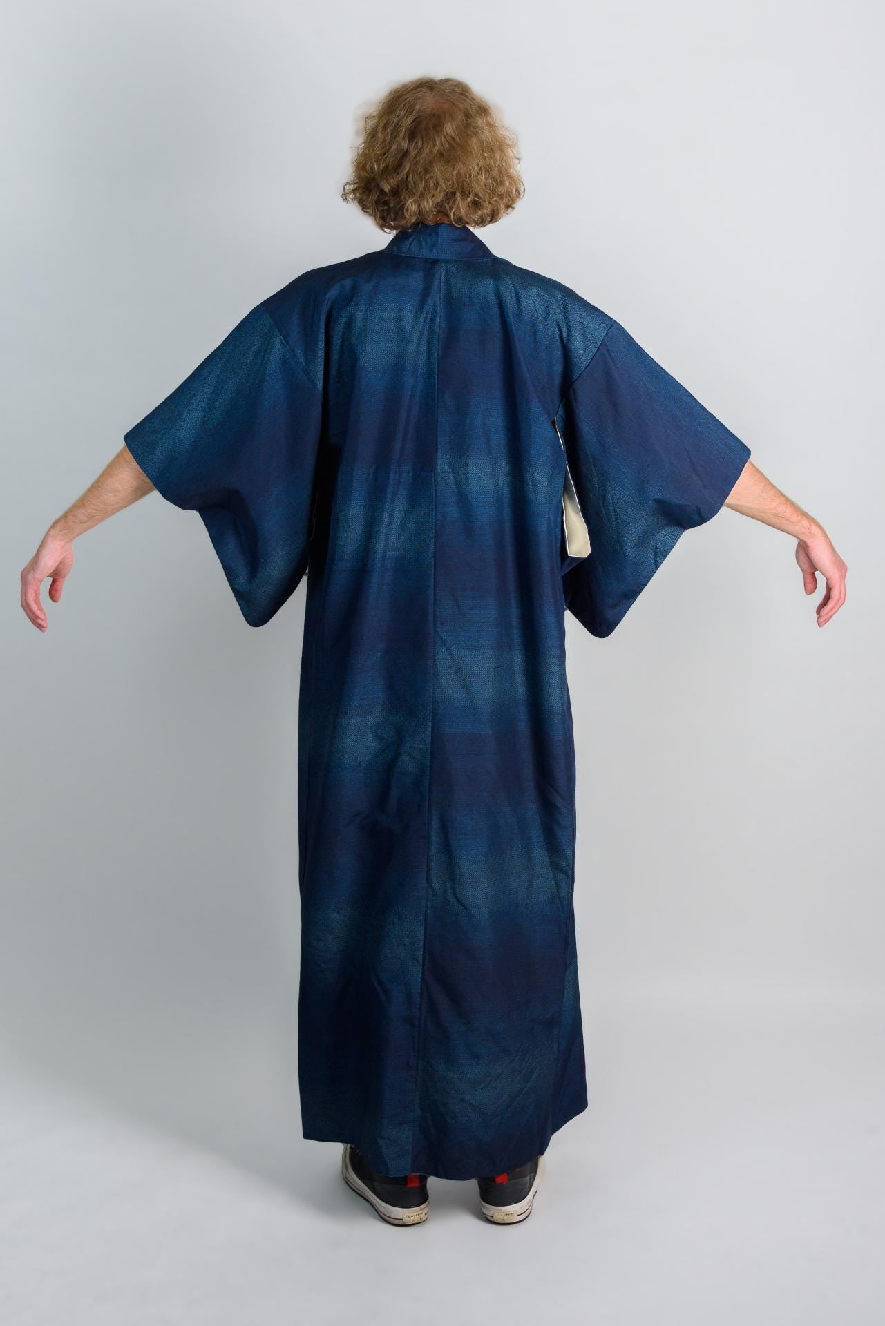 Handmade Indigo Mens Kimono Robe | Japanese Boho Festival Outfit