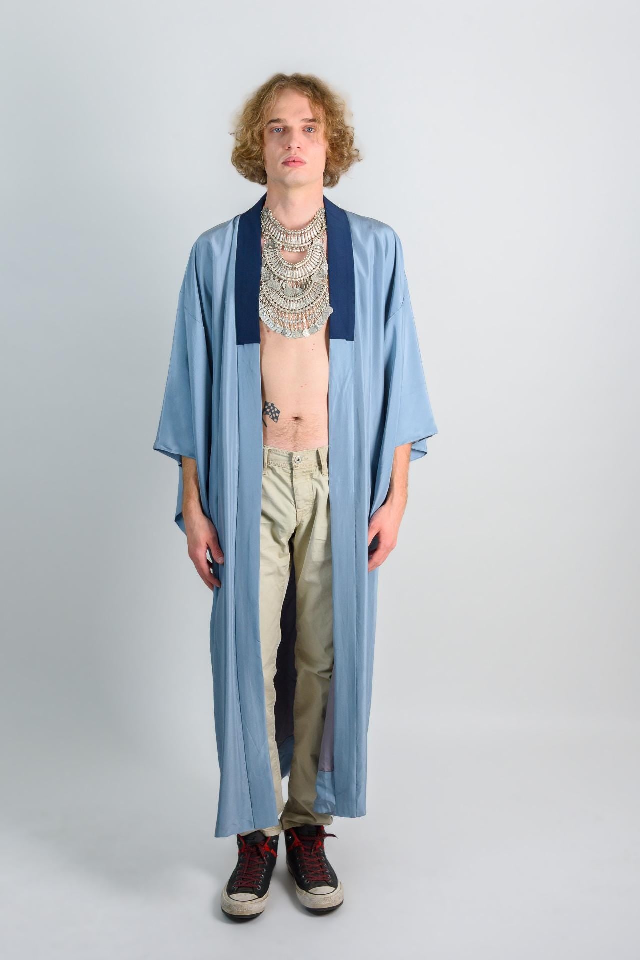 Celestial Bridge Kimono Robe | Japanese Indigo Handmade Fashion