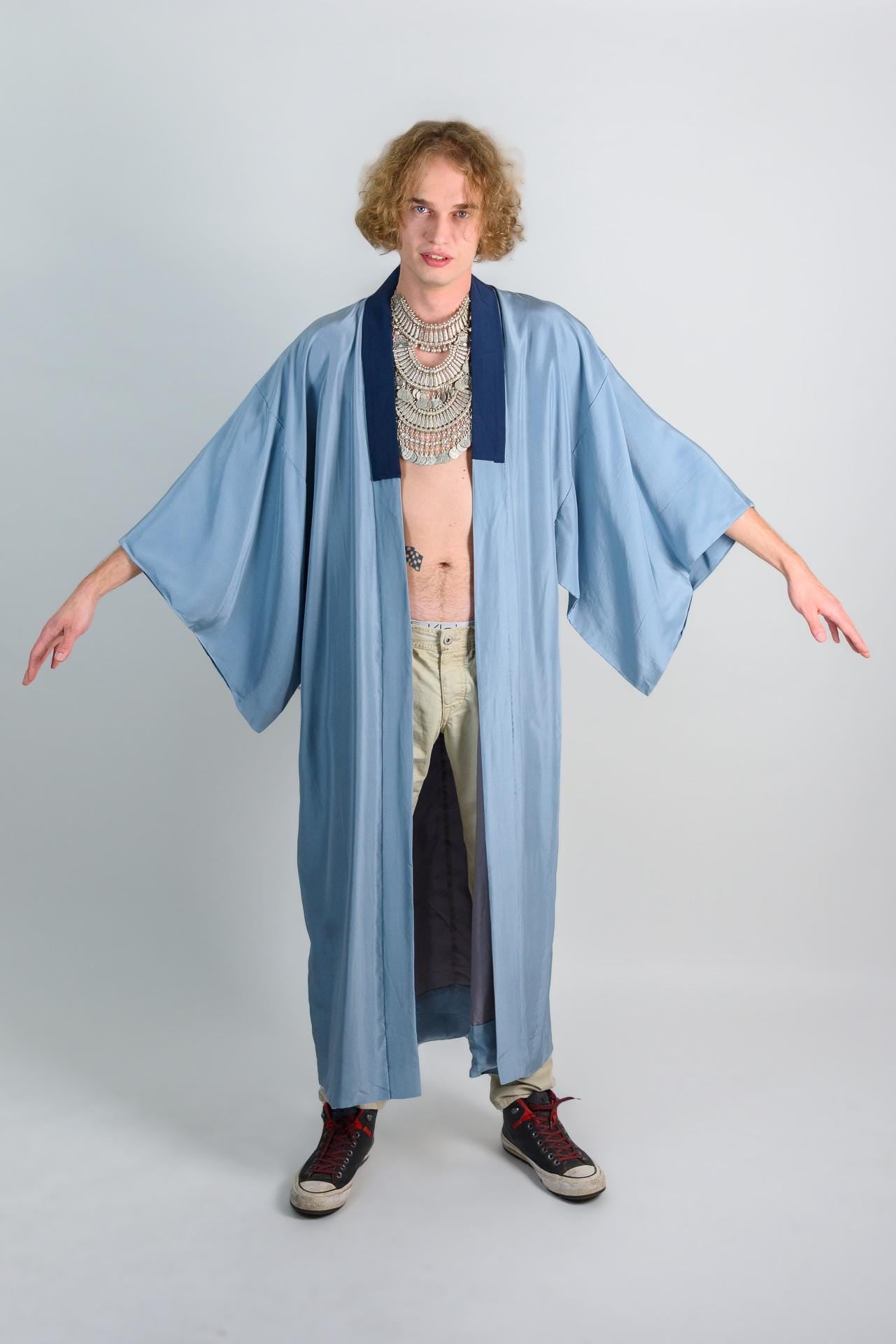 Celestial Bridge Kimono Robe | Japanese Indigo Handmade Fashion