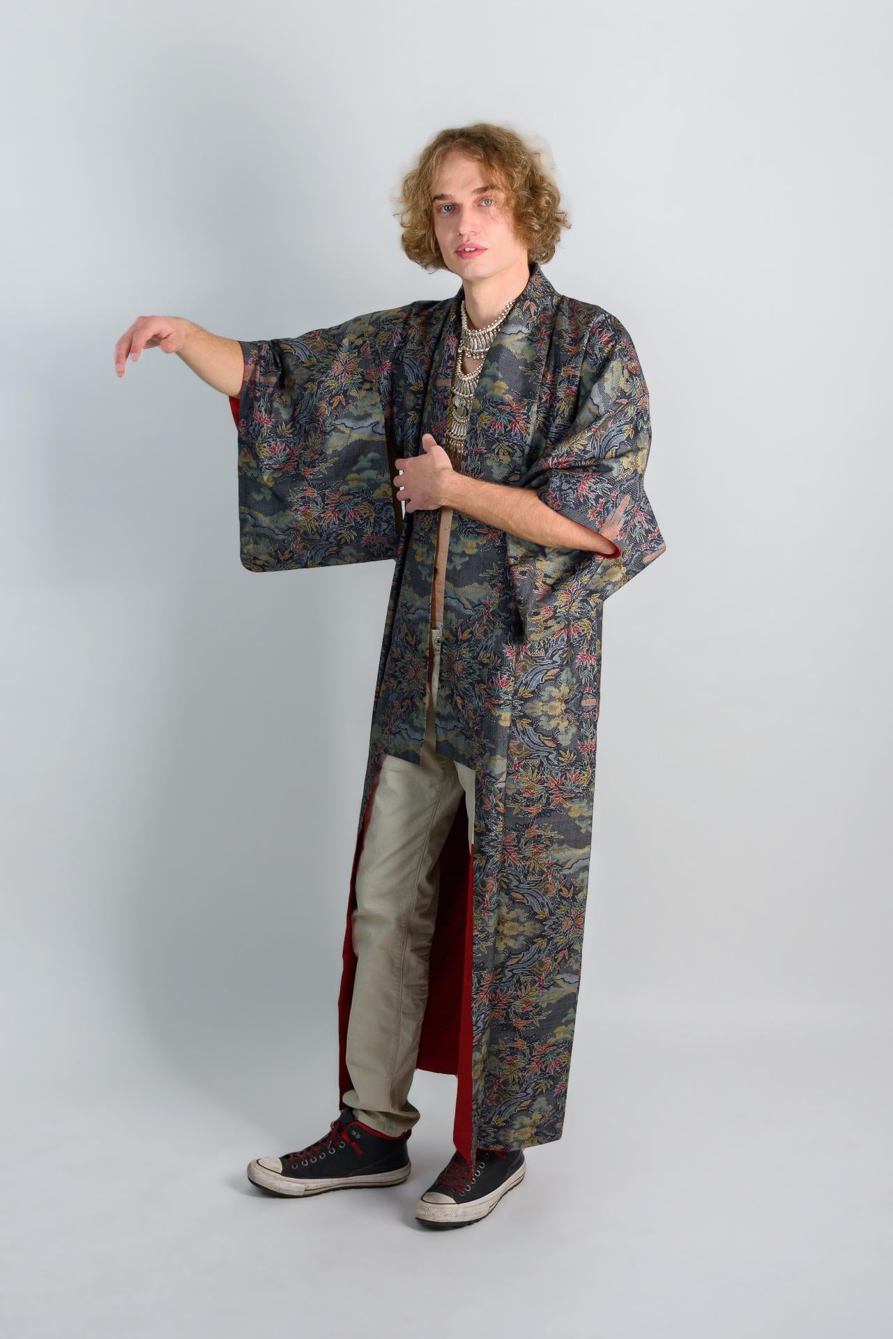 Forest Spirit Kimono Robe: Handmade Japanese Bohemian Style