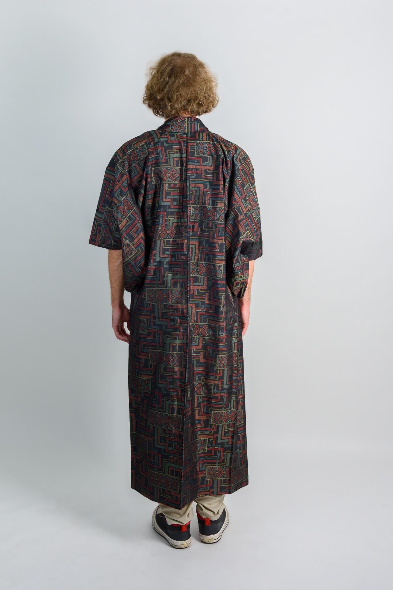 Geometric Mens Kimono: Japanese Bohemian Festival Robe