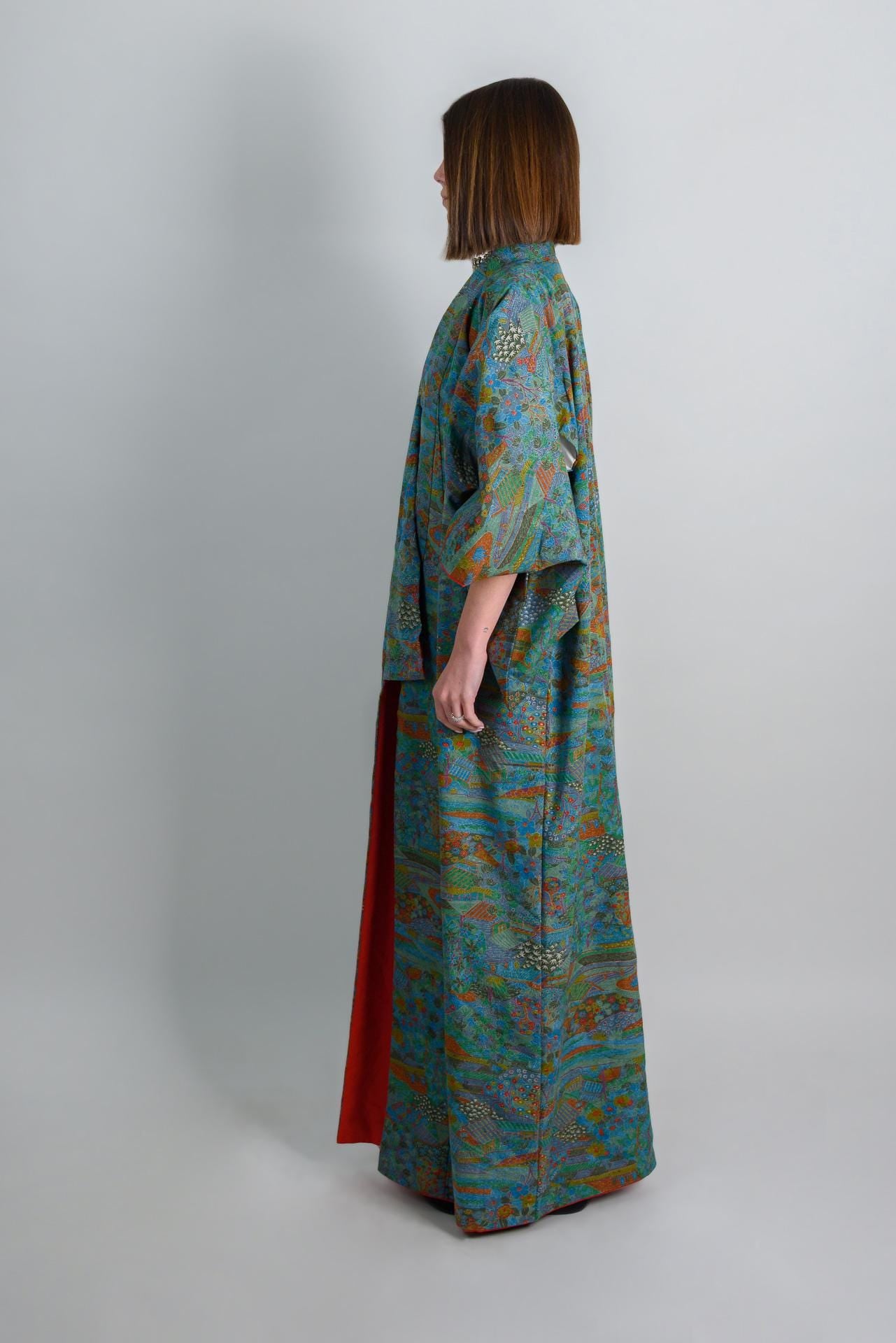 Handmade Silk Kimono Robe: Japanese Boho Festival Wear