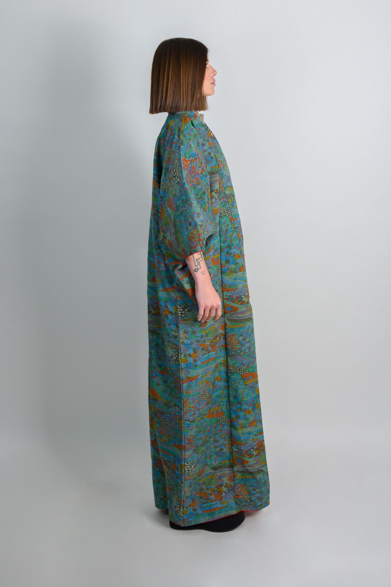 Handmade Silk Kimono Robe: Japanese Boho Festival Wear