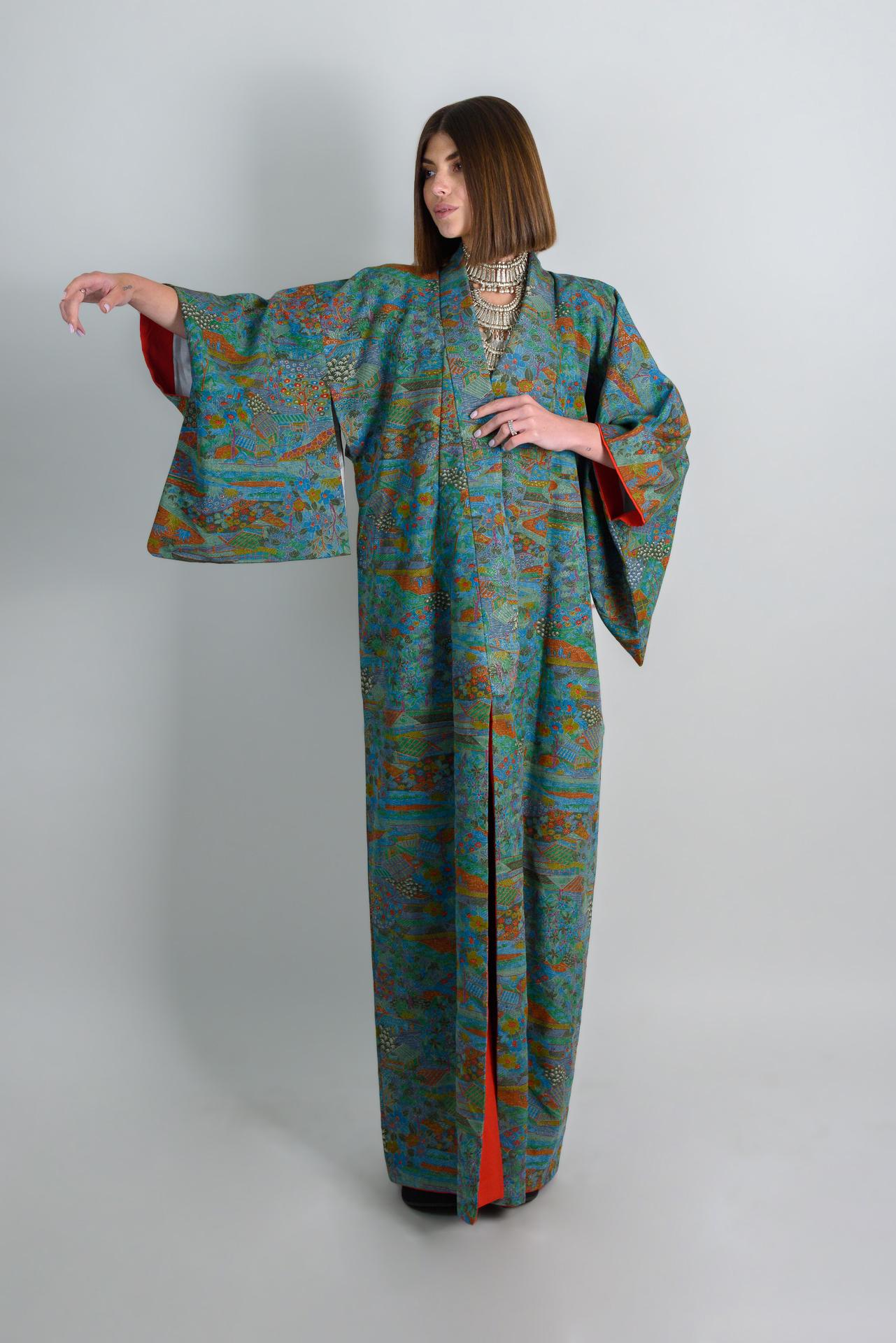 Handmade Silk Kimono Robe: Japanese Boho Festival Wear