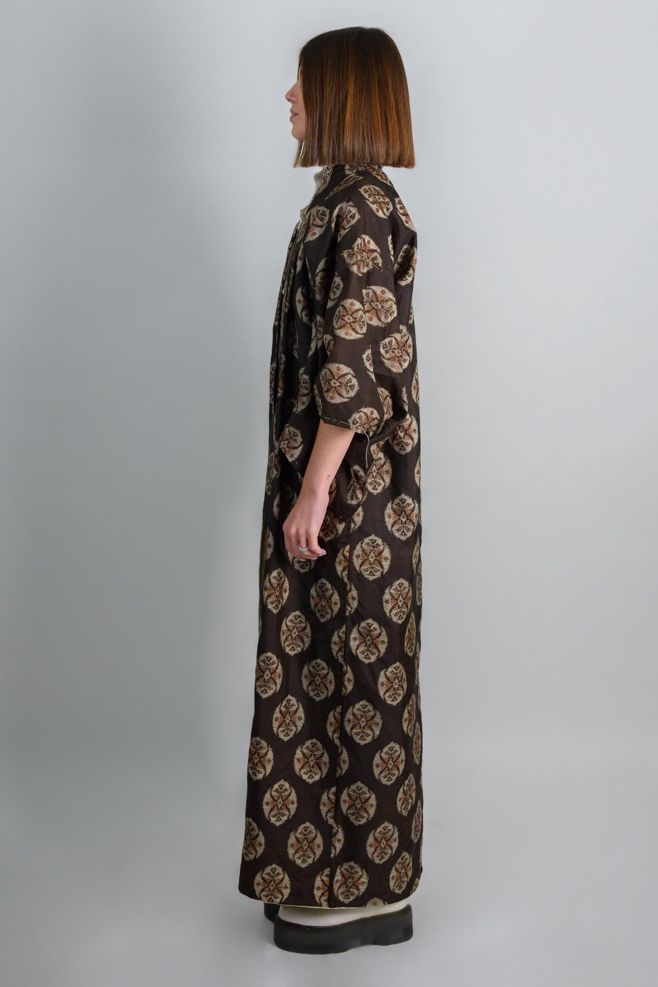 Floral Medallion Silk Kimono Robe | Handmade Japanese Clothing