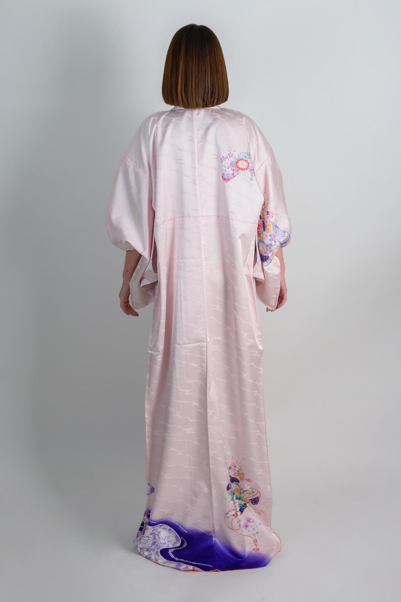 Handmade Silk Kimono Robe: Royal Bloom Storm, Japanese Fashion