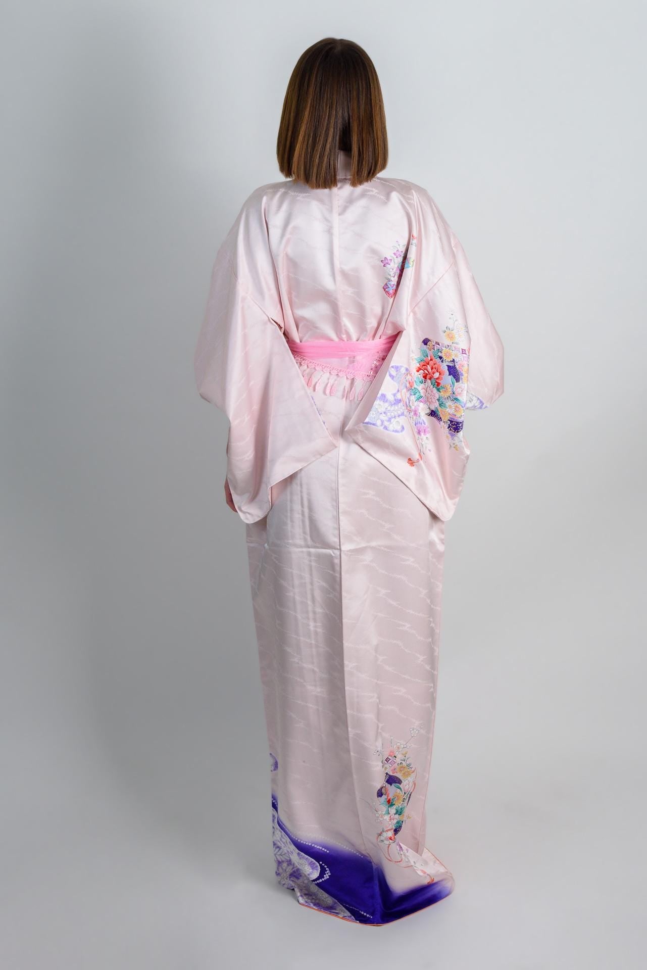 Handmade Silk Kimono Robe: Royal Bloom Storm, Japanese Fashion
