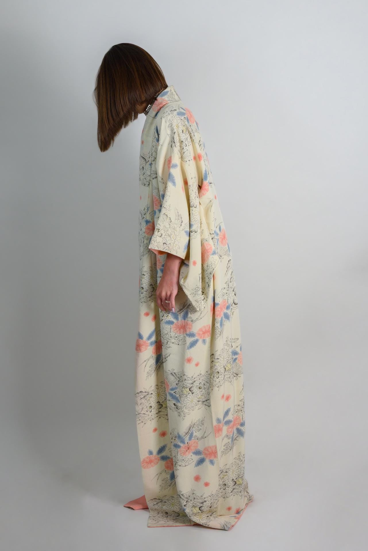 Handmade Silk Kimono Robe | Floral Japanese Clothing