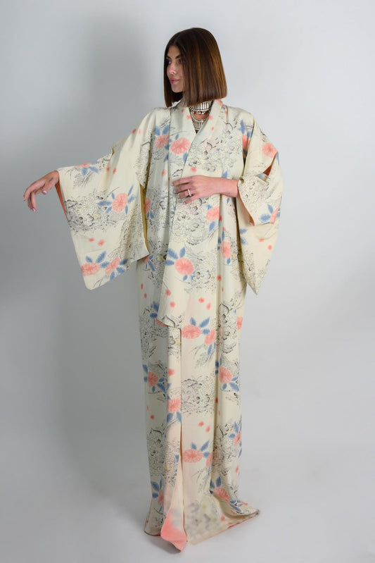 Handmade Silk Kimono Robe | Floral Japanese Clothing