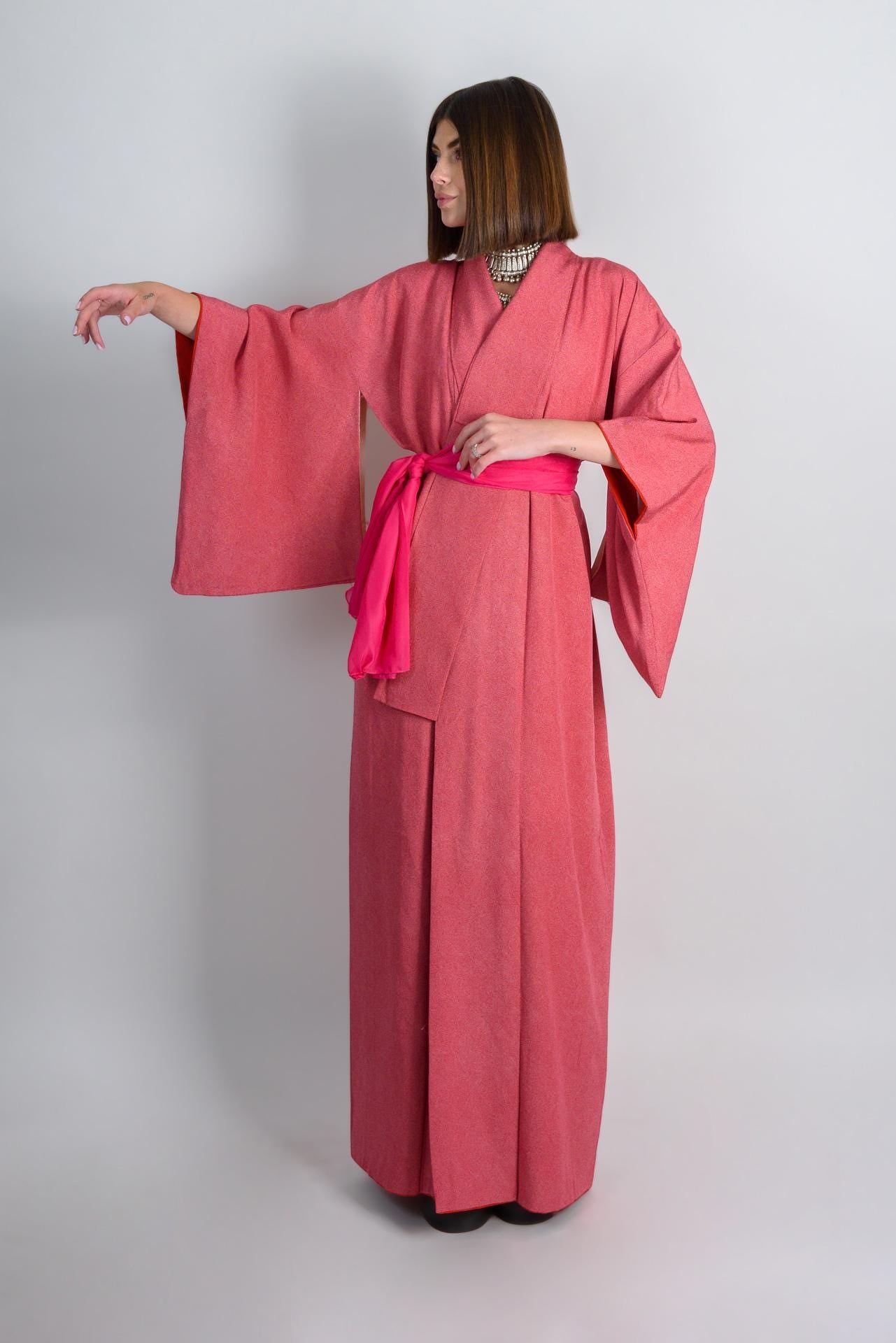 Sunset Silk Kimono Robe | Japanese Boho Festival Fashion