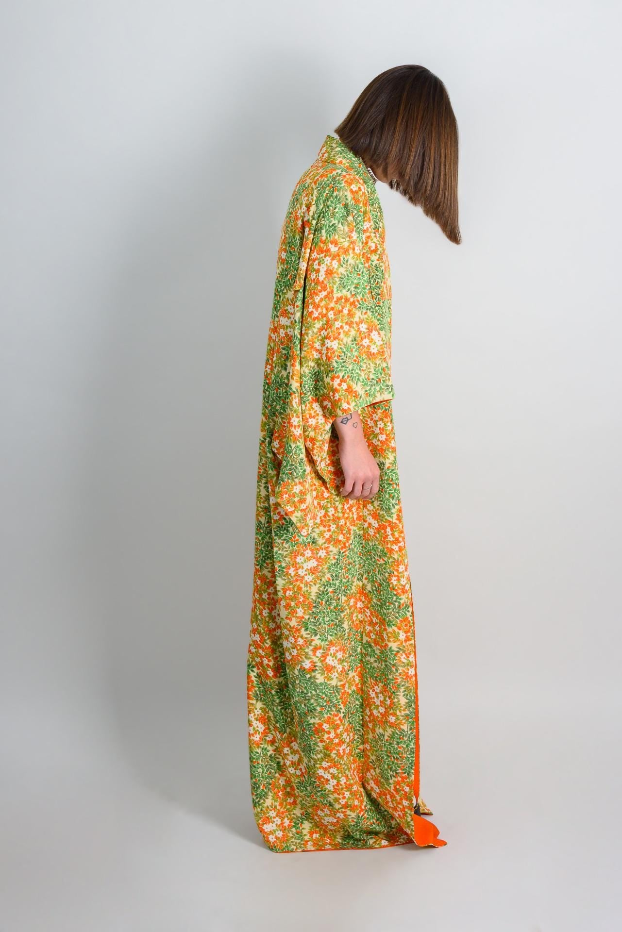 Handmade Japanese Silk Kimono Robe | Floral Boho Festival Outfit