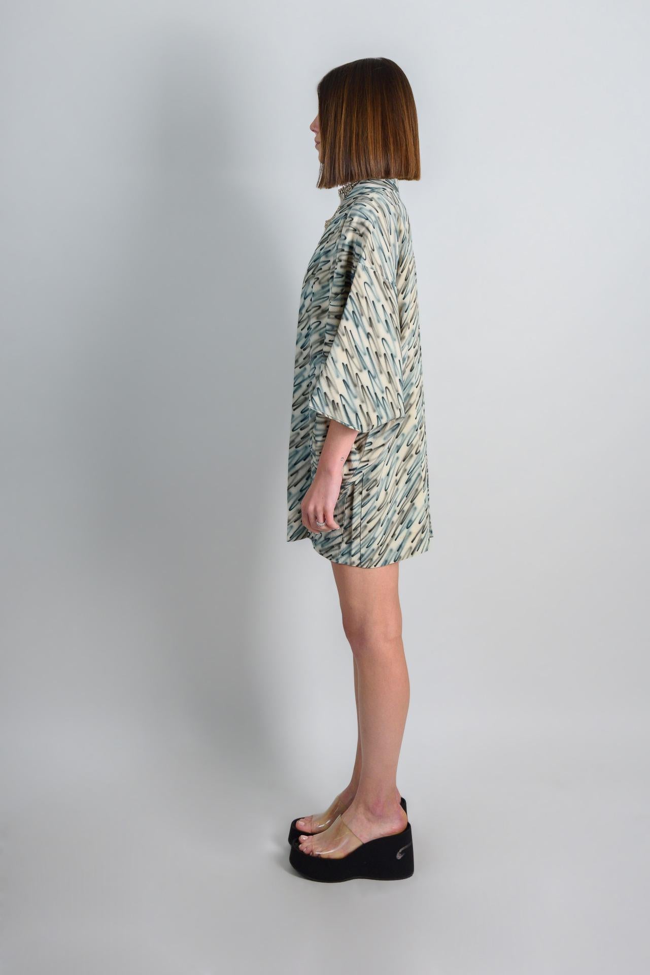Silk Haori Kimono: Japanese Bohemian Robe, Abstract Brushstroke Jacket
