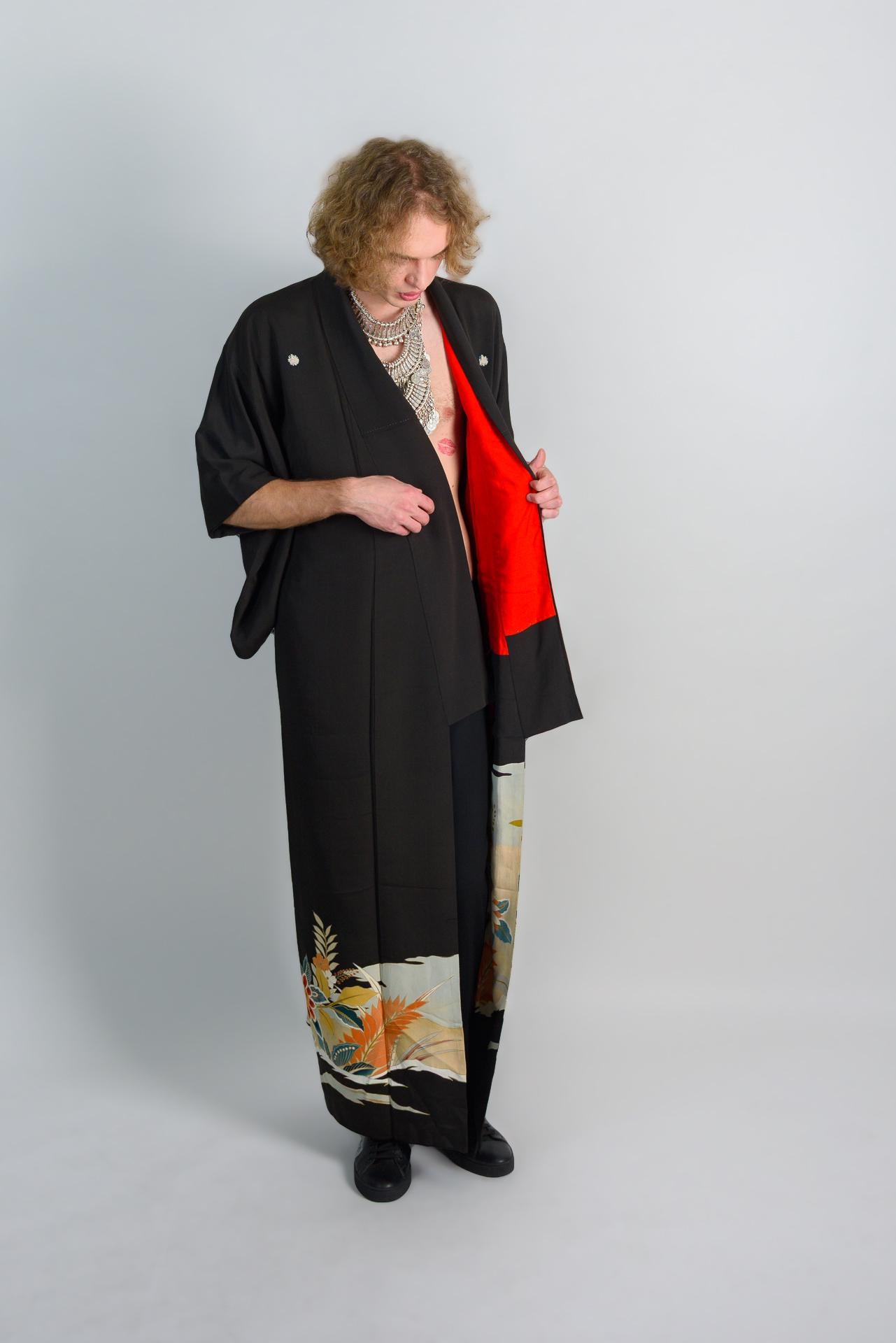 Phoenix Blossom Kimono | Handmade Japanese Montsuki Robe