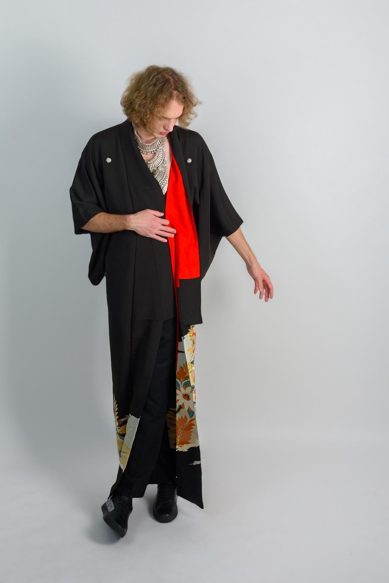 Phoenix Blossom Kimono | Handmade Japanese Montsuki Robe