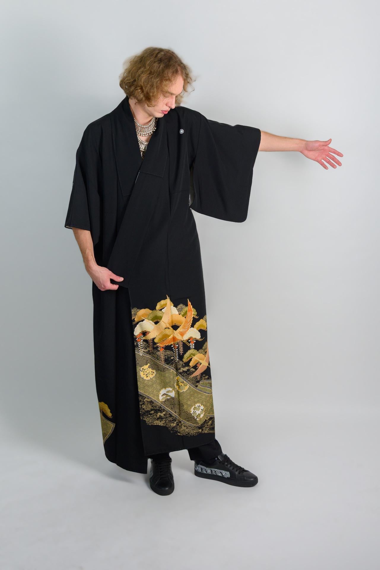 Montsuki Kimono | Japanese Crane Robe, Handmade in Japan