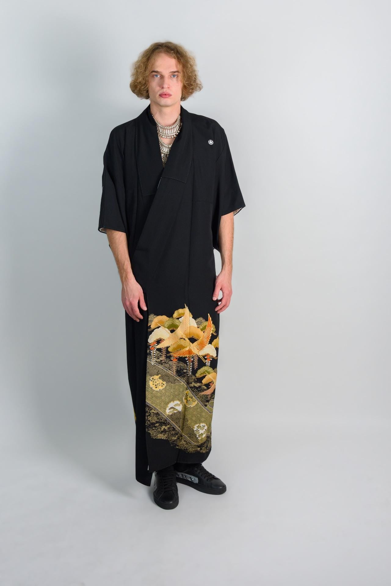 Montsuki Kimono | Japanese Crane Robe, Handmade in Japan