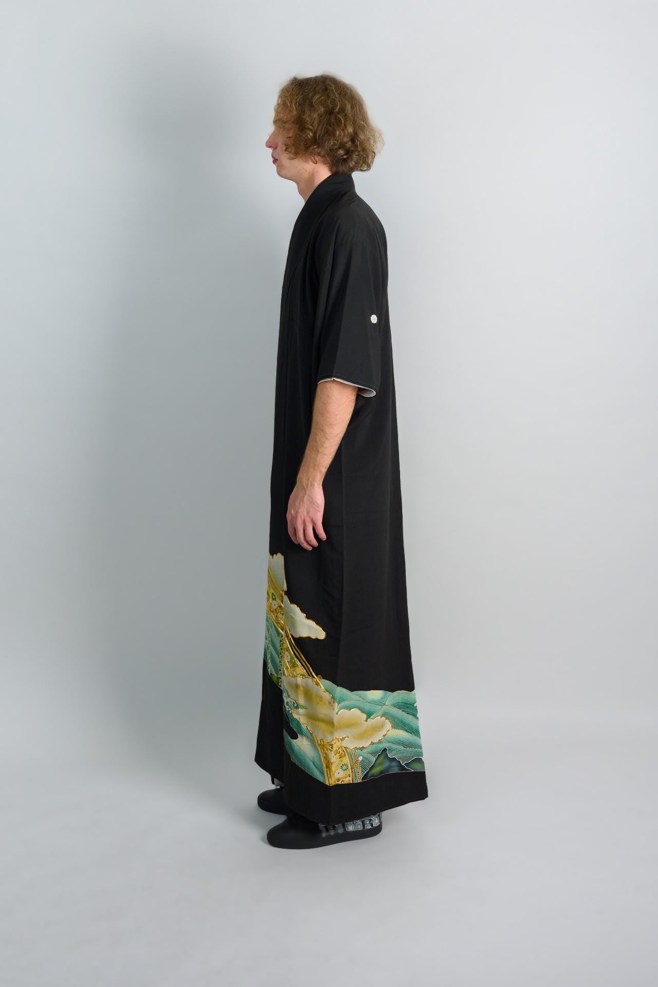 Handmade Japanese Kimono Robe: Celestial Bridge, Painted Landscape
