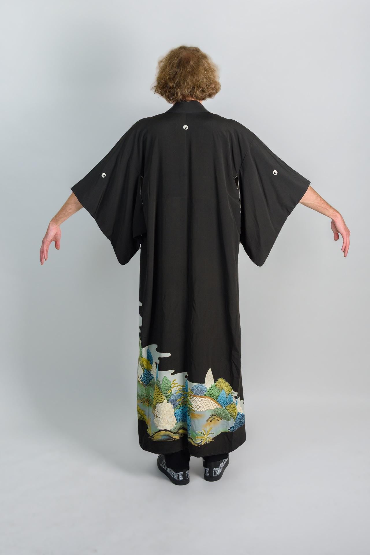 Handmade Mens Kimono | Japanese Mountainscape Robe
