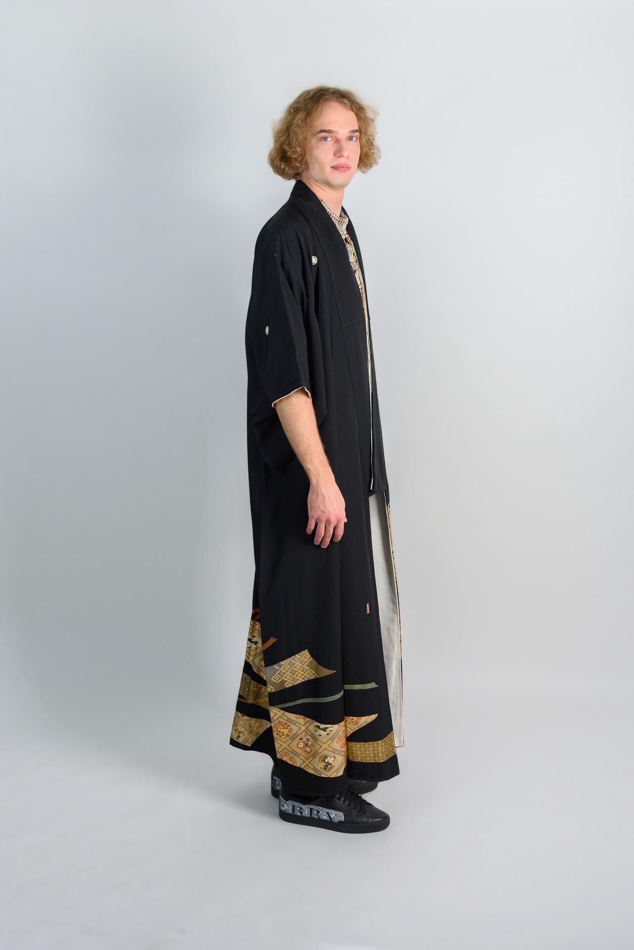 Mens Black Kimono Robe | Golden Oracle, Japanese Festival Wear