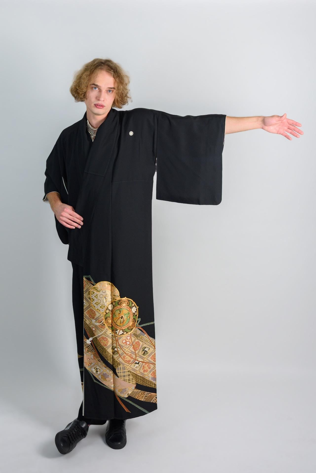 Mens Black Kimono Robe | Golden Oracle, Japanese Festival Wear