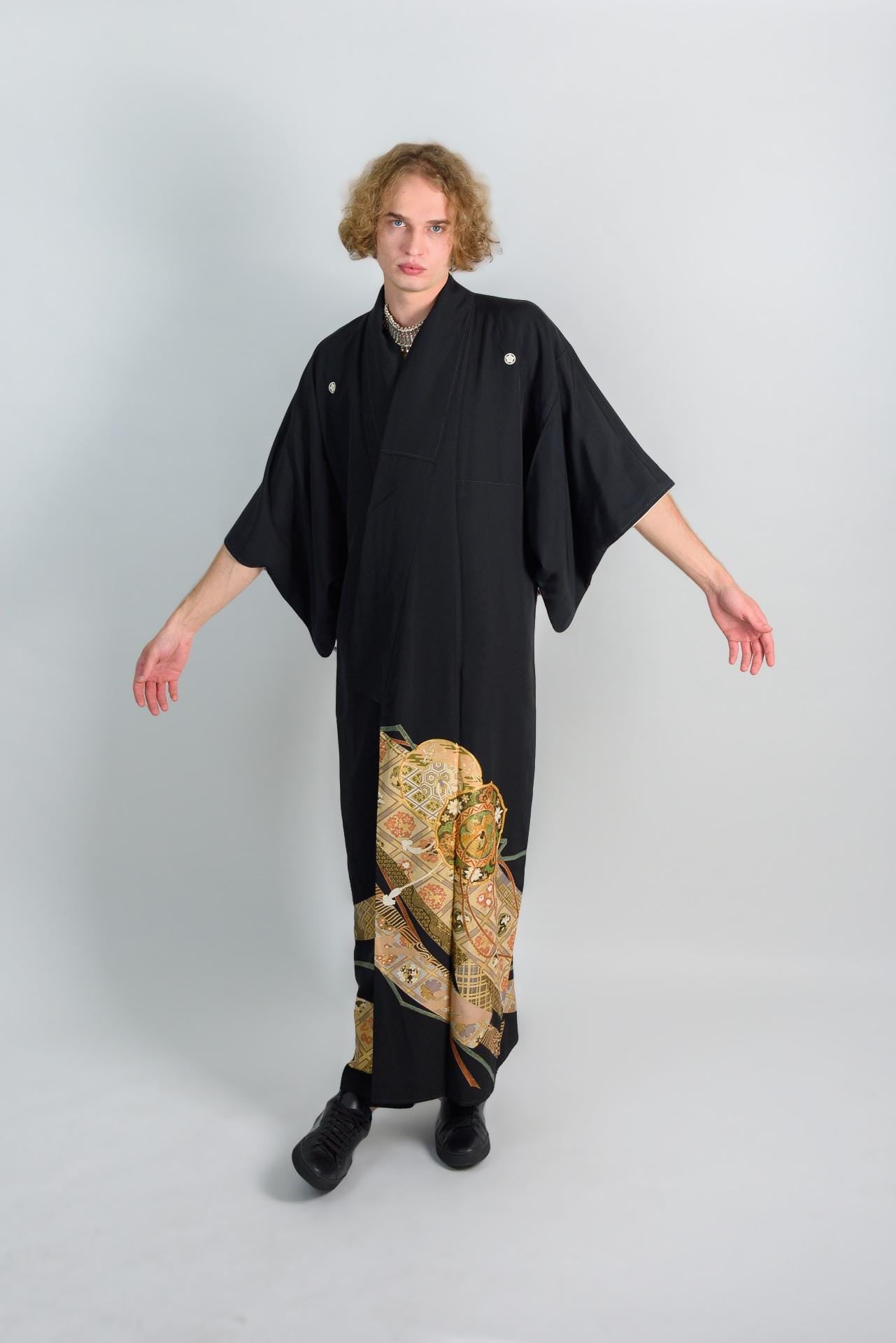 Mens Black Kimono Robe | Golden Oracle, Japanese Festival Wear
