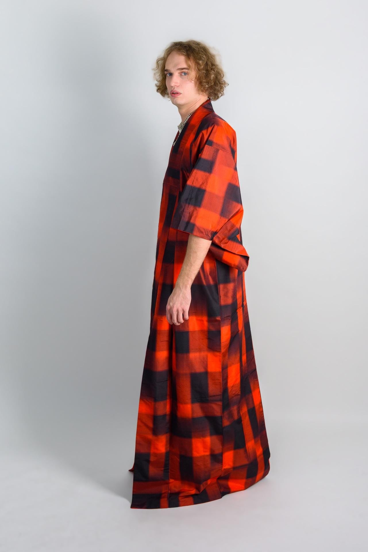 FIRE RITUAL SHAMAN|mens kimono|boho robe|handmade|burning man outfit|japanese fashion|spiritual wear|statement festival