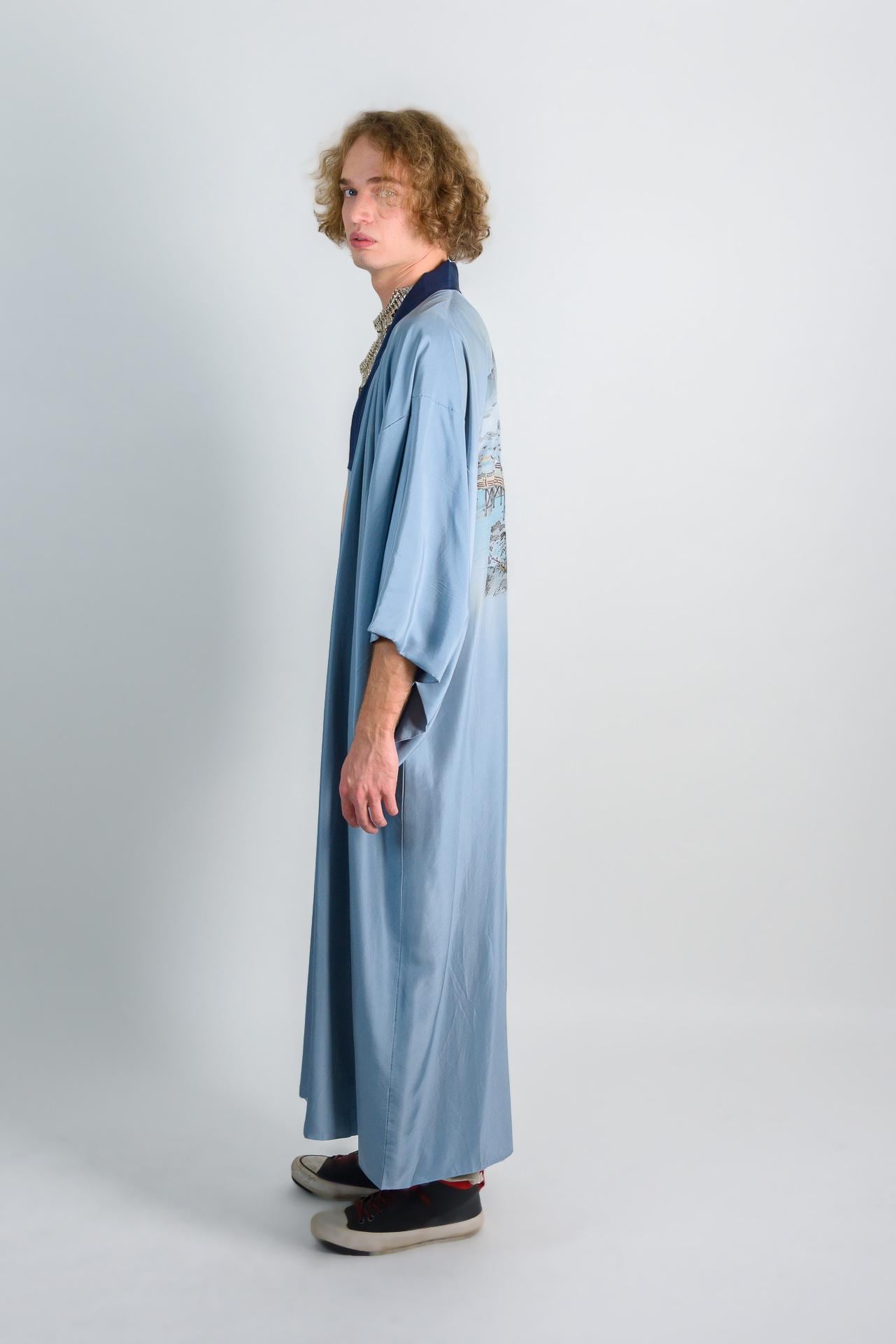 Celestial Bridge Kimono Robe | Japanese Indigo Handmade Fashion