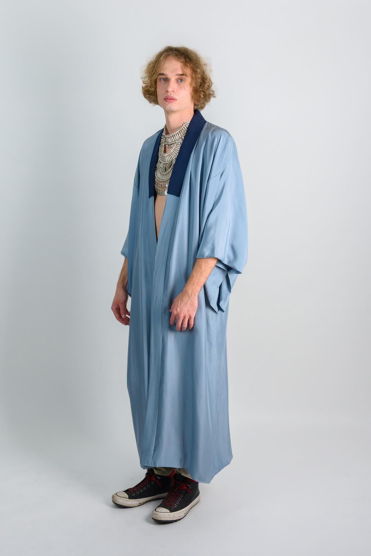 Celestial Bridge Kimono Robe | Japanese Indigo Handmade Fashion