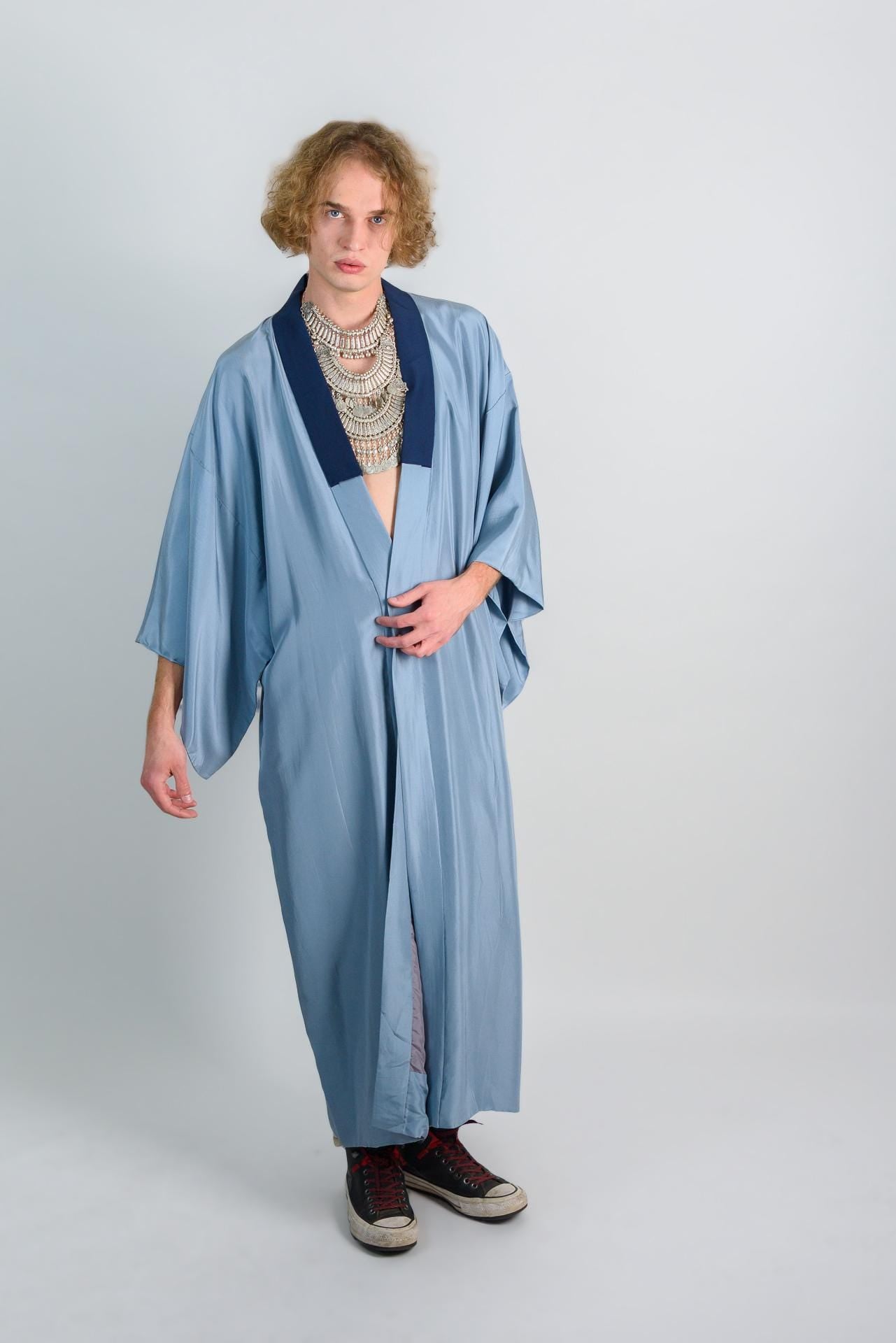 Celestial Bridge Kimono Robe | Japanese Indigo Handmade Fashion