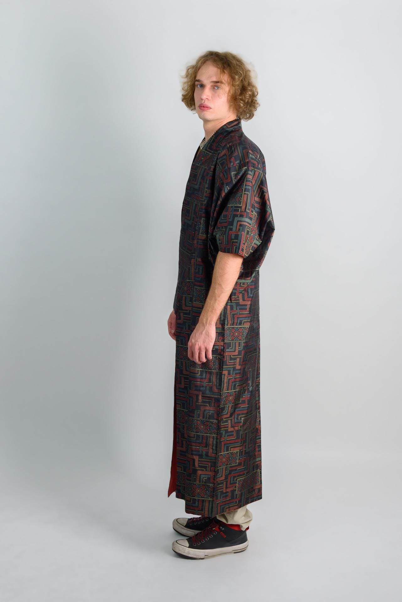 Geometric Mens Kimono: Japanese Bohemian Festival Robe