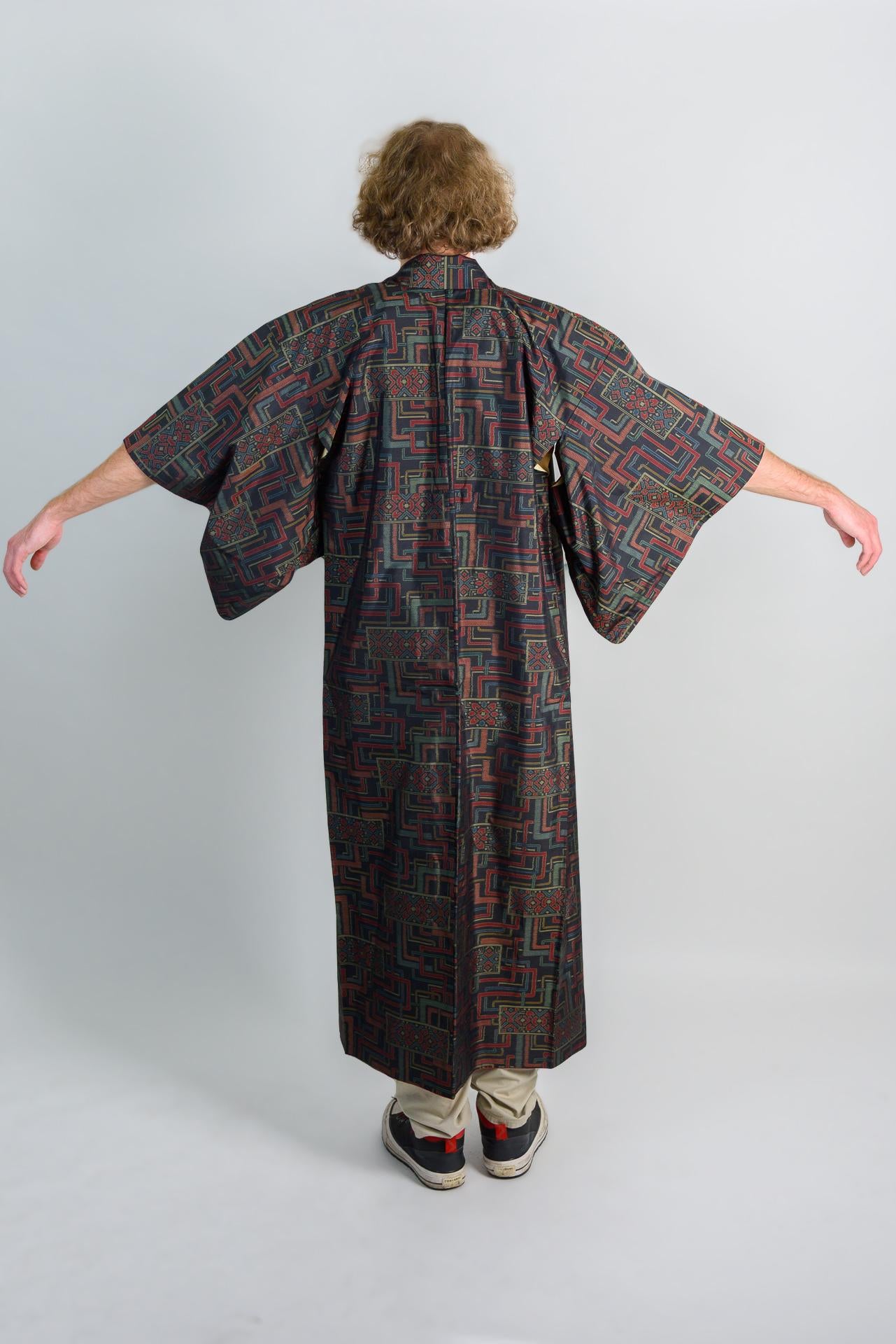 Geometric Mens Kimono: Japanese Bohemian Festival Robe