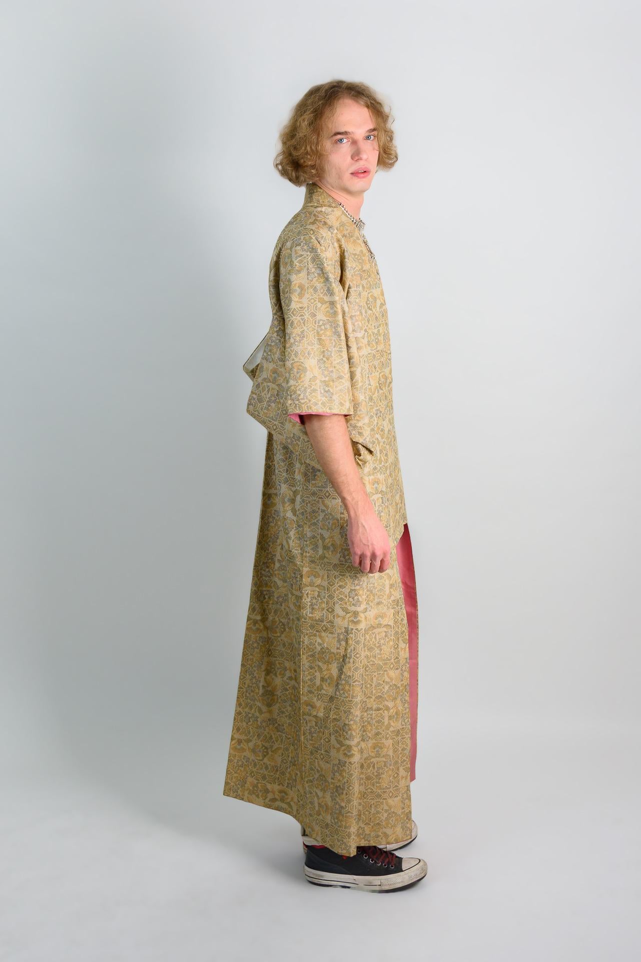 Golden Lotus Kimono Robe | Handmade Japanese Oriental Style