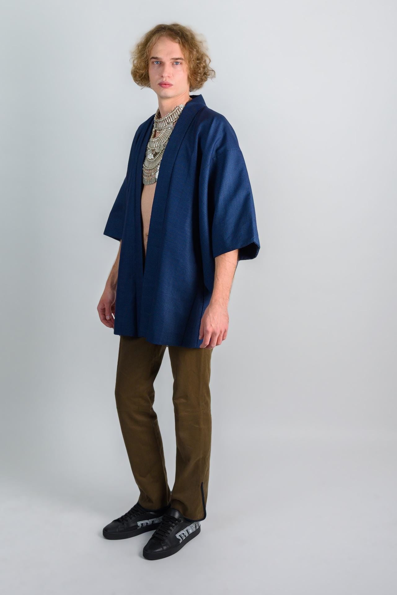 Midnight Indigo Haori (羽織 – haori) – Men’s Japanese Kimono Jacket