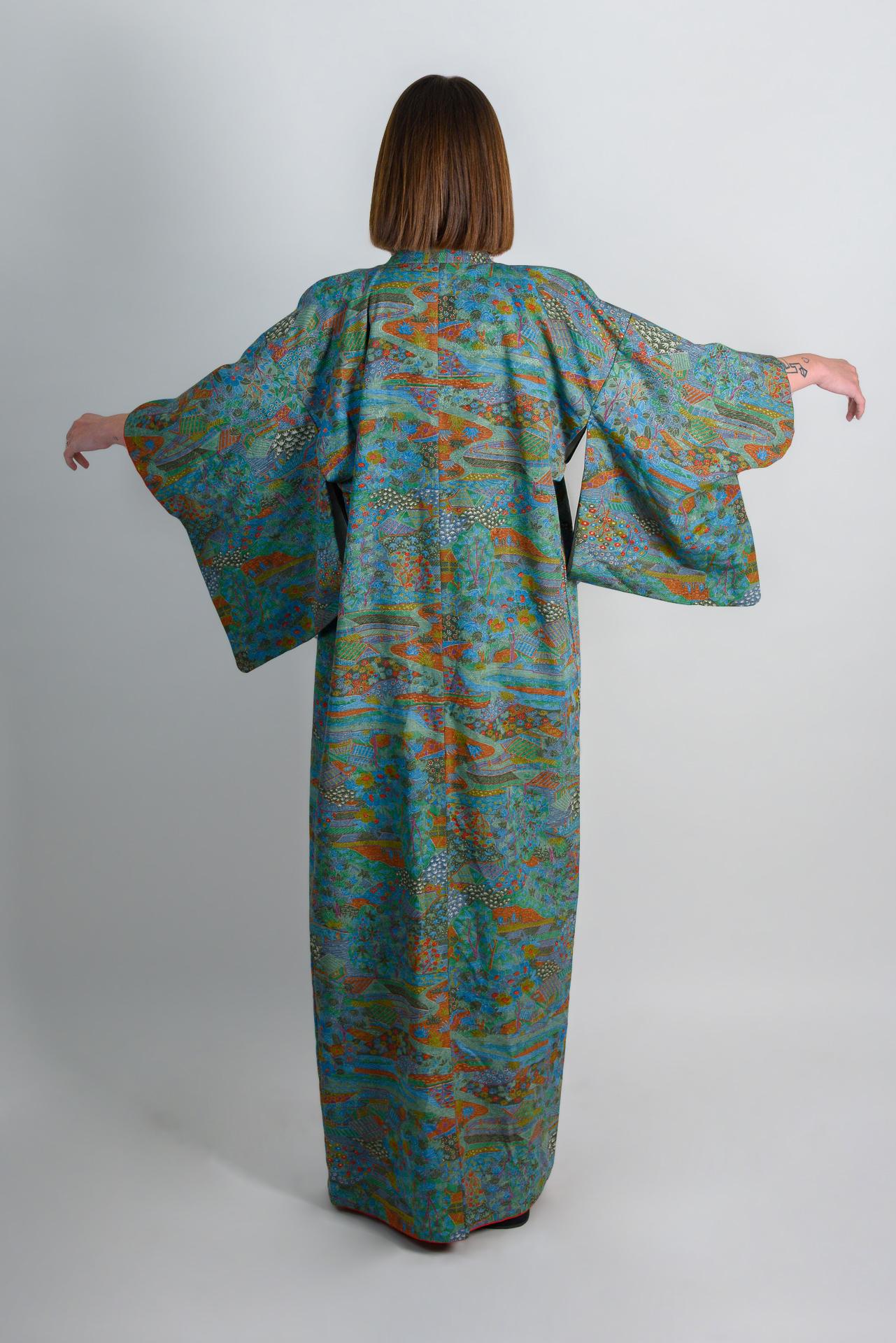 Handmade Silk Kimono Robe: Japanese Boho Festival Wear